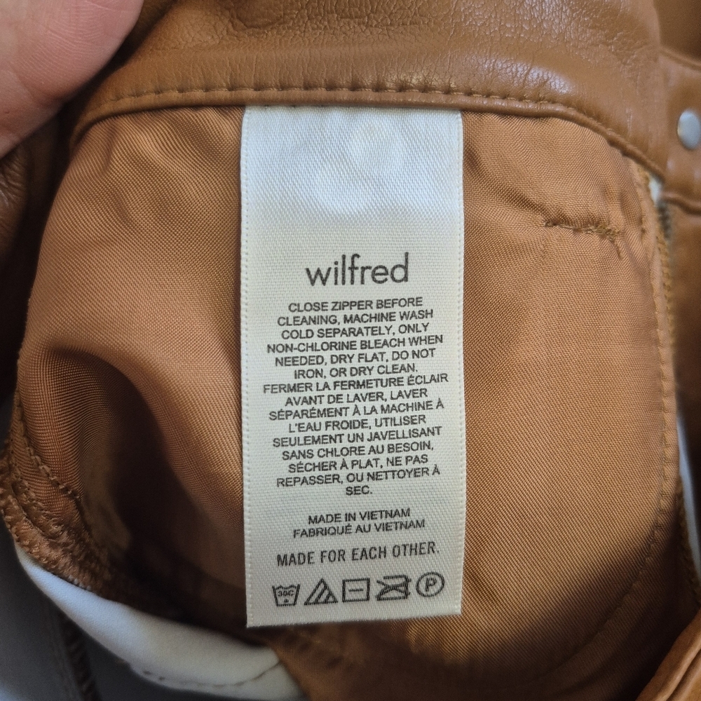 Wilfred Aritzia Women's Cognac Edgy Faux Leather Melina Cropped Pant Size 0 - Picture 8 of 10